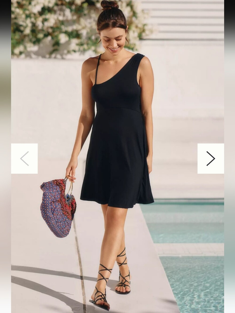 Anthropologie Black One-Shoulder A-Line Dress
